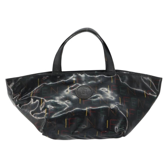 FENDI Hand Bag Enamel Black Auth 160708