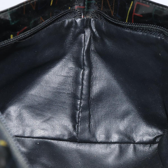 FENDI Hand Bag Enamel Black Auth 160708