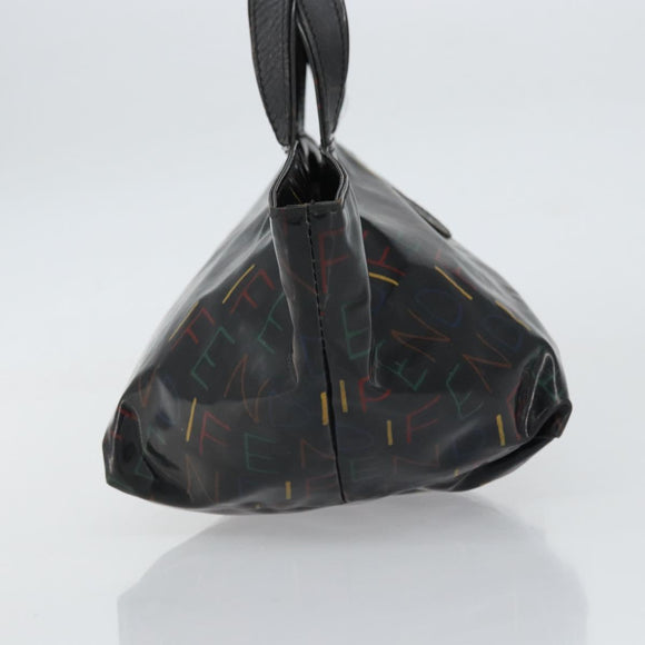 FENDI Hand Bag Enamel Black Auth 160708