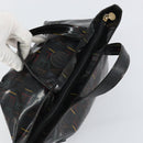 FENDI Hand Bag Enamel Black Auth 160708-6