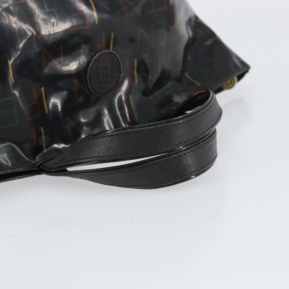 FENDI Hand Bag Enamel Black Auth 160708