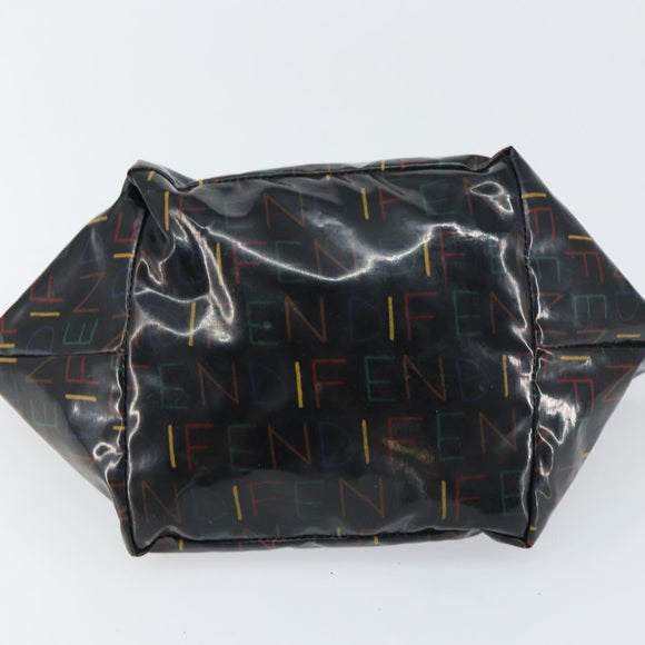 FENDI Hand Bag Enamel Black Auth 160708