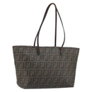 FENDI Zucca Canvas Tote Bag PVC Black Brown Auth 160709-1