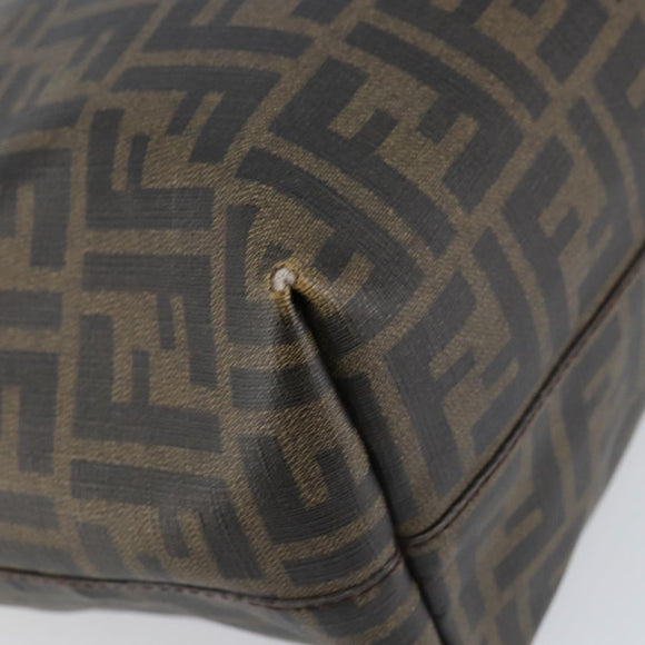 FENDI Zucca Canvas Tote Bag PVC Black Brown Auth 160709