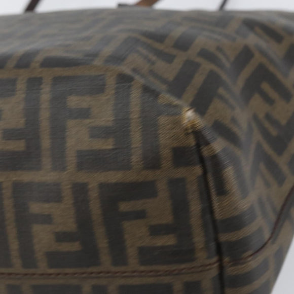 FENDI Zucca Canvas Tote Bag PVC Black Brown Auth 160709