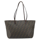 FENDI Zucca Canvas Tote Bag PVC Black Brown Auth 160709-13