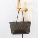 FENDI Zucca Canvas Tote Bag PVC Black Brown Auth 160709-22
