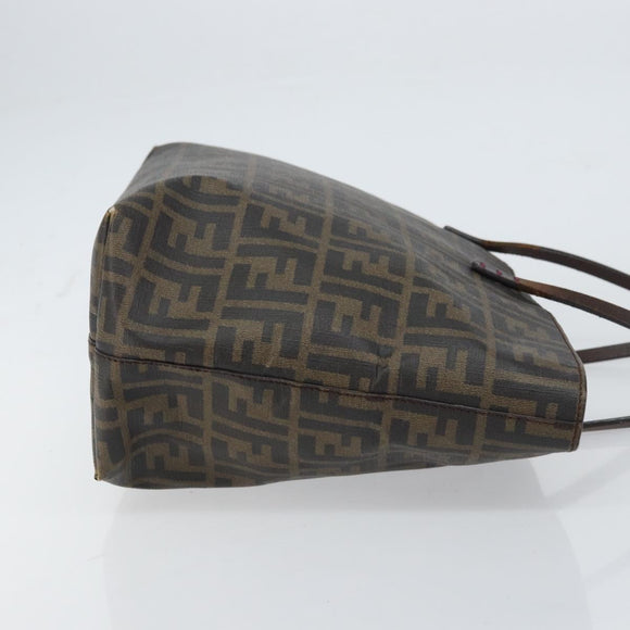 FENDI Zucca Canvas Tote Bag PVC Black Brown Auth 160709