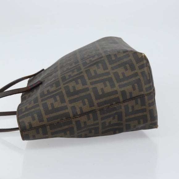 FENDI Zucca Canvas Tote Bag PVC Black Brown Auth 160709