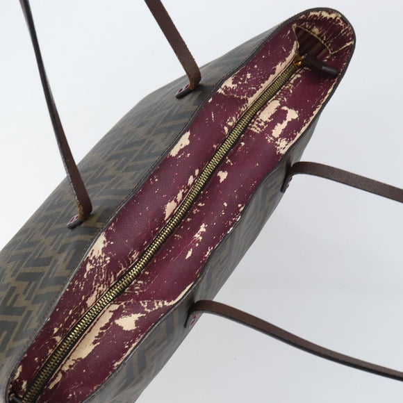 FENDI Zucca Canvas Tote Bag PVC Black Brown Auth 160709