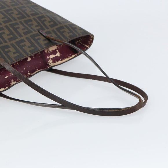 FENDI Zucca Canvas Tote Bag PVC Black Brown Auth 160709