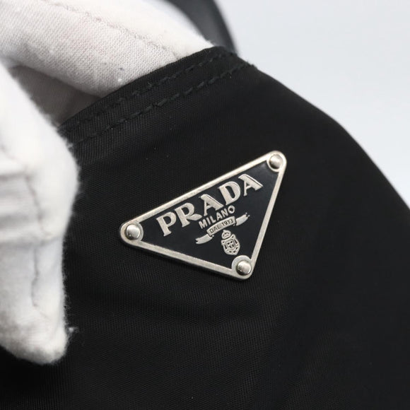 PRADA Tote Bag Nylon Black Silver Auth 160710