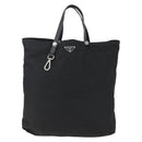 PRADA Tote Bag Nylon Black Silver Auth 160710-2