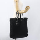 PRADA Tote Bag Nylon Black Silver Auth 160710-23