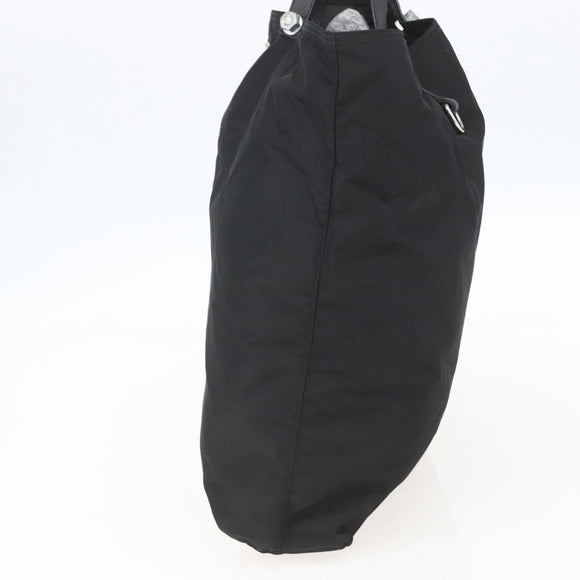 PRADA Tote Bag Nylon Black Silver Auth 160710