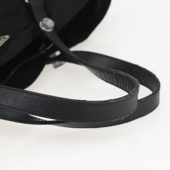 PRADA Tote Bag Nylon Black Silver Auth 160710