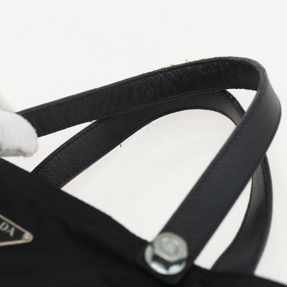 PRADA Tragetasche Nylon Schwarz Silber Original 160710