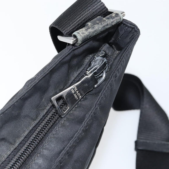 PRADA Shoulder Bag Nylon Black Silver Auth 160712