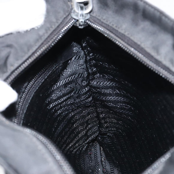 PRADA Shoulder Bag Nylon Black Silver Auth 160712