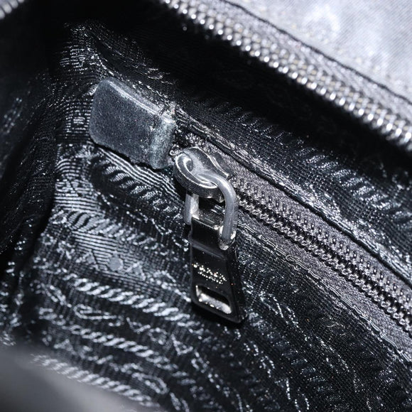 PRADA Shoulder Bag Nylon Black Silver Auth 160712