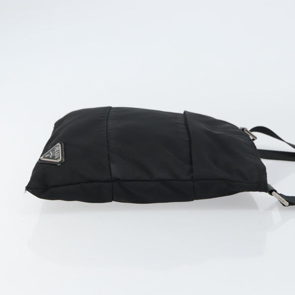 PRADA Shoulder Bag Nylon Black Silver Auth 160712