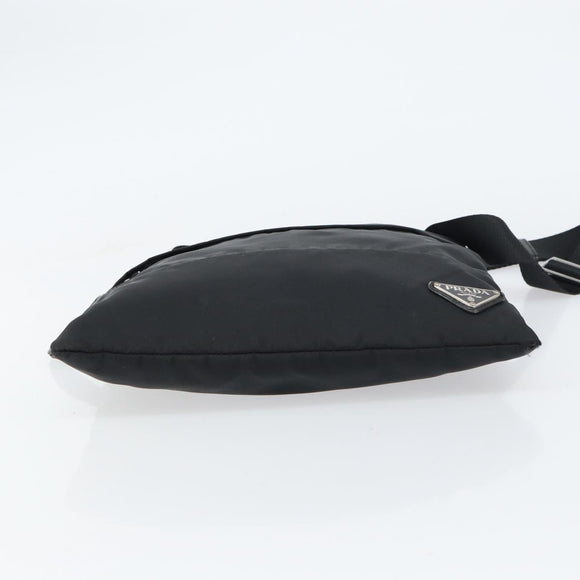 PRADA Shoulder Bag Nylon Black Silver Auth 160712
