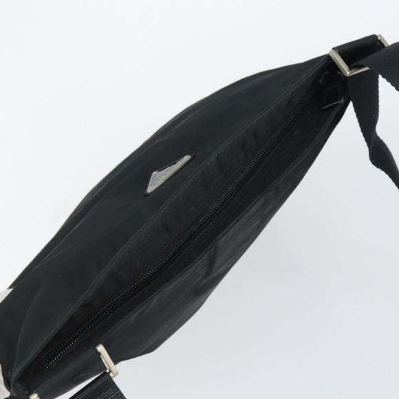 PRADA Shoulder Bag Nylon Black Silver Auth 160714