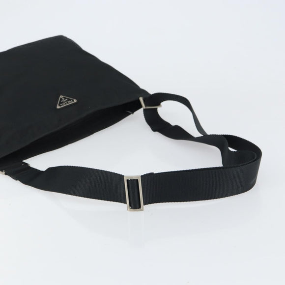 PRADA Shoulder Bag Nylon Black Silver Auth 160714