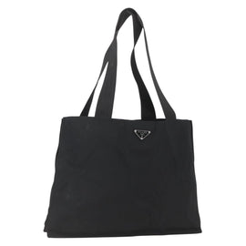PRADA Tote Bag Nylon Black Silver Auth 160715