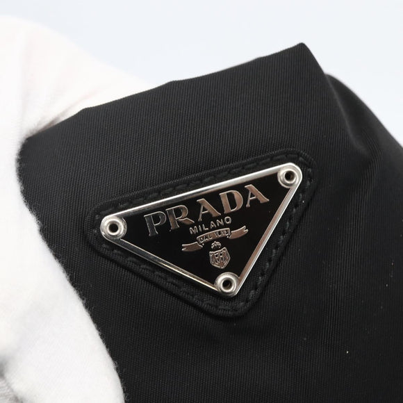 PRADA Tote Bag Nylon Black Silver Auth 160715