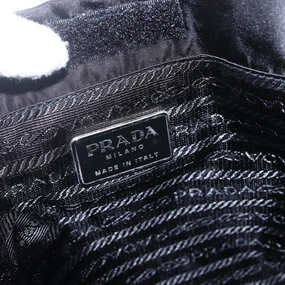 PRADA Tote Bag Nylon Black Silver Auth 160715