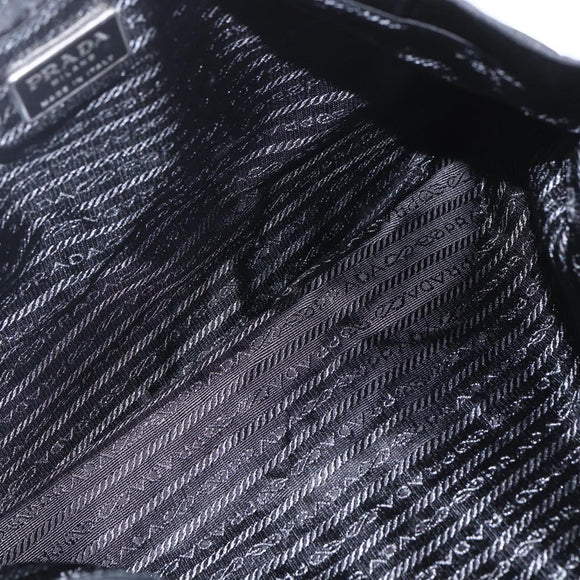 PRADA Tote Bag Nylon Black Silver Auth 160715