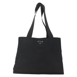 PRADA Tote Bag Nylon Black Silver Auth 160715 - 0