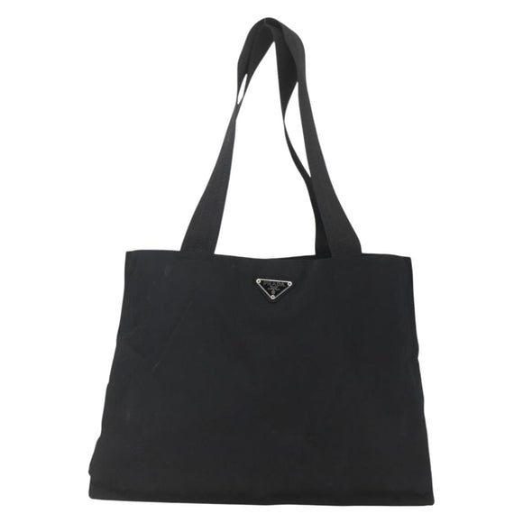 PRADA Tote Bag Nylon Black Silver Auth 160715