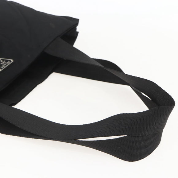 PRADA Tote Bag Nylon Black Silver Auth 160715