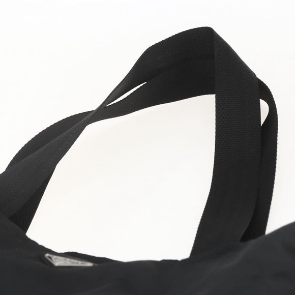 PRADA Tote Bag Nylon Black Silver Auth 160715
