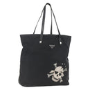 PRADA Tote Bag Nylon Black Silver Auth 160717-1