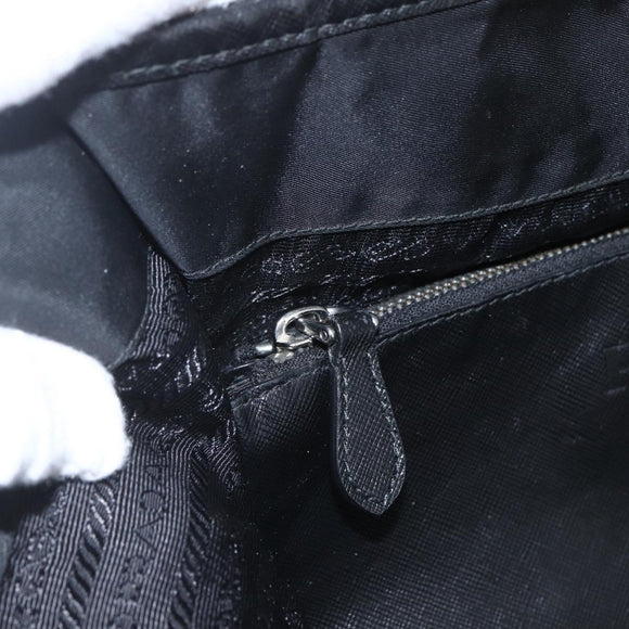 PRADA Tote Bag Nylon Black Silver Auth 160717