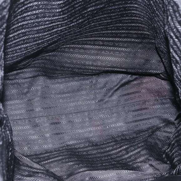 PRADA Tote Bag Nylon Black Silver Auth 160717