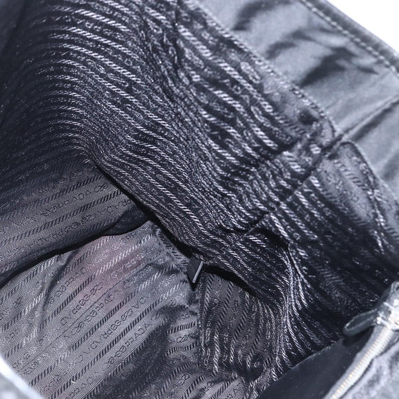 PRADA Tote Bag Nylon Black Silver Auth 160717