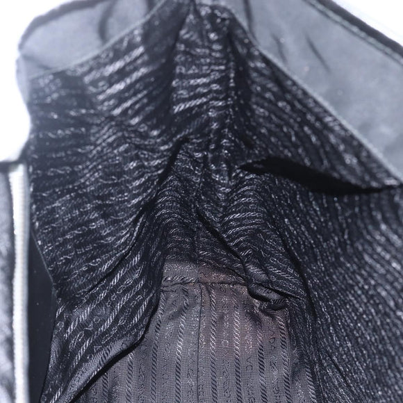PRADA Tote Bag Nylon Black Silver Auth 160717
