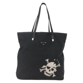 PRADA Tote Bag Nylon Black Silver Auth 160717 - 0