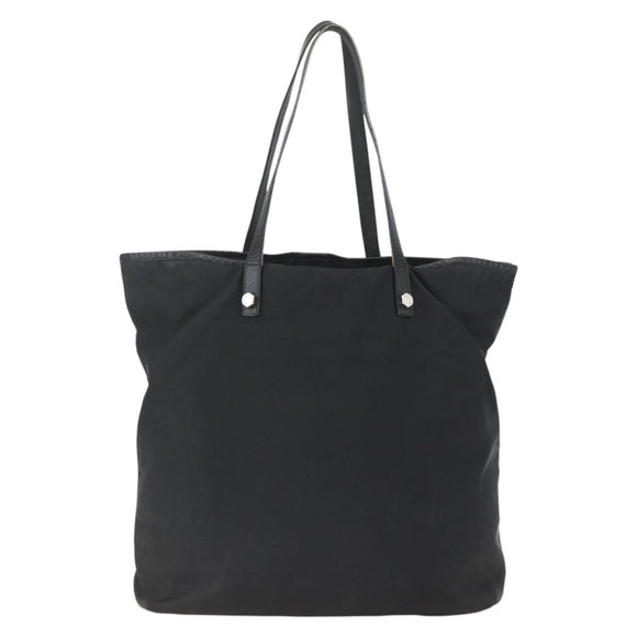 PRADA Tote Bag Nylon Black Silver Auth 160717