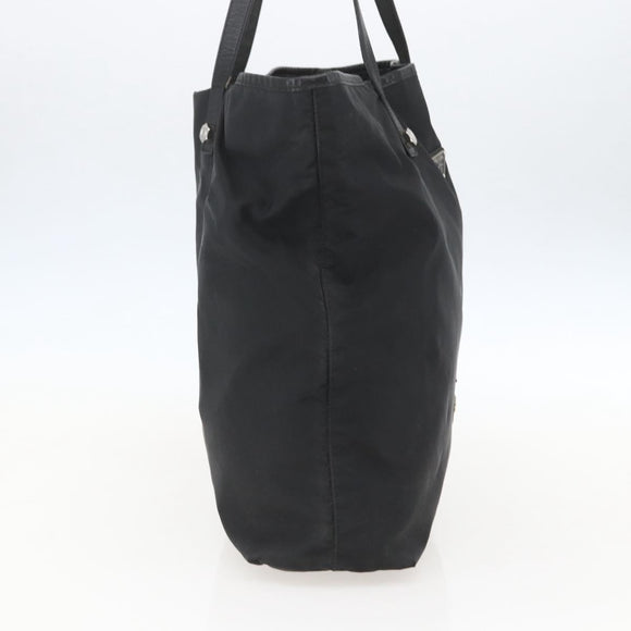 PRADA Tote Bag Nylon Black Silver Auth 160717