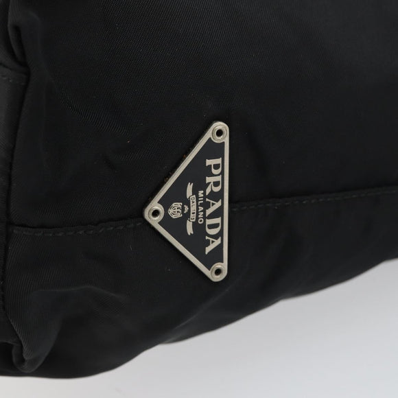 PRADA Shoulder Bag Nylon Black Silver Auth 160718