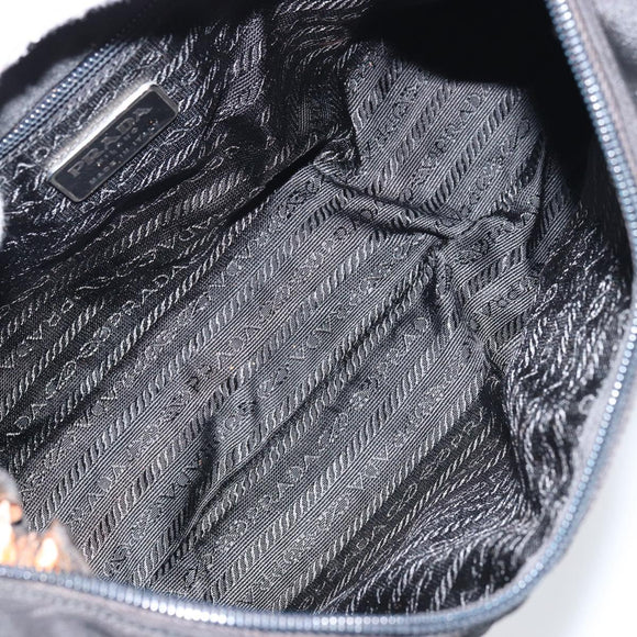 PRADA Shoulder Bag Nylon Black Silver Auth 160718