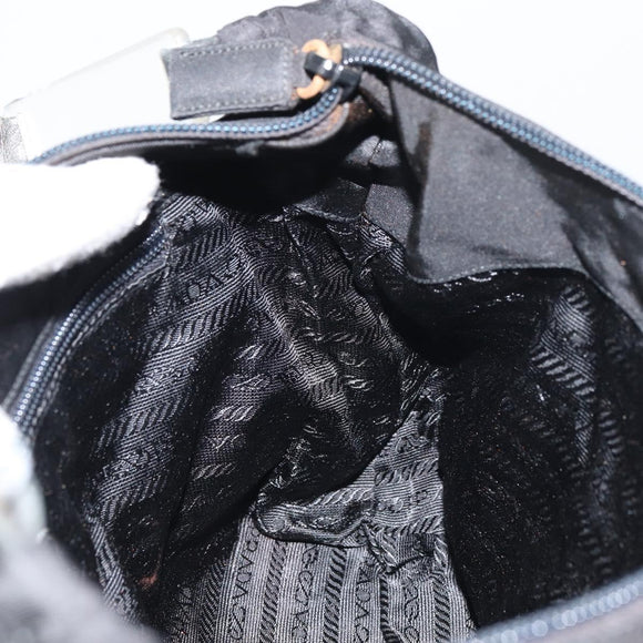 PRADA Shoulder Bag Nylon Black Silver Auth 160718