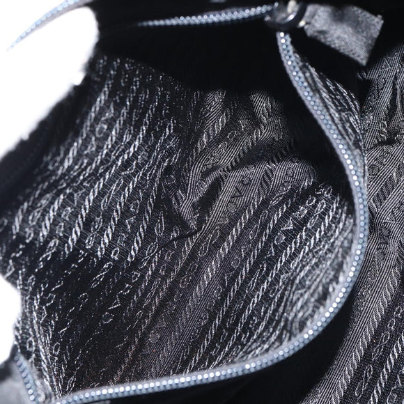 PRADA Shoulder Bag Nylon Black Silver Auth 160718