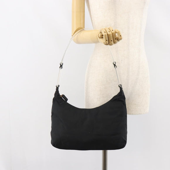 PRADA Shoulder Bag Nylon Black Silver Auth 160718
