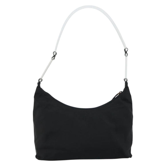 PRADA Shoulder Bag Nylon Black Silver Auth 160718